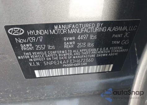 2018 Hyundai Sonata Se из США, поврежденный, VIN 5NPE24AF3JH672360